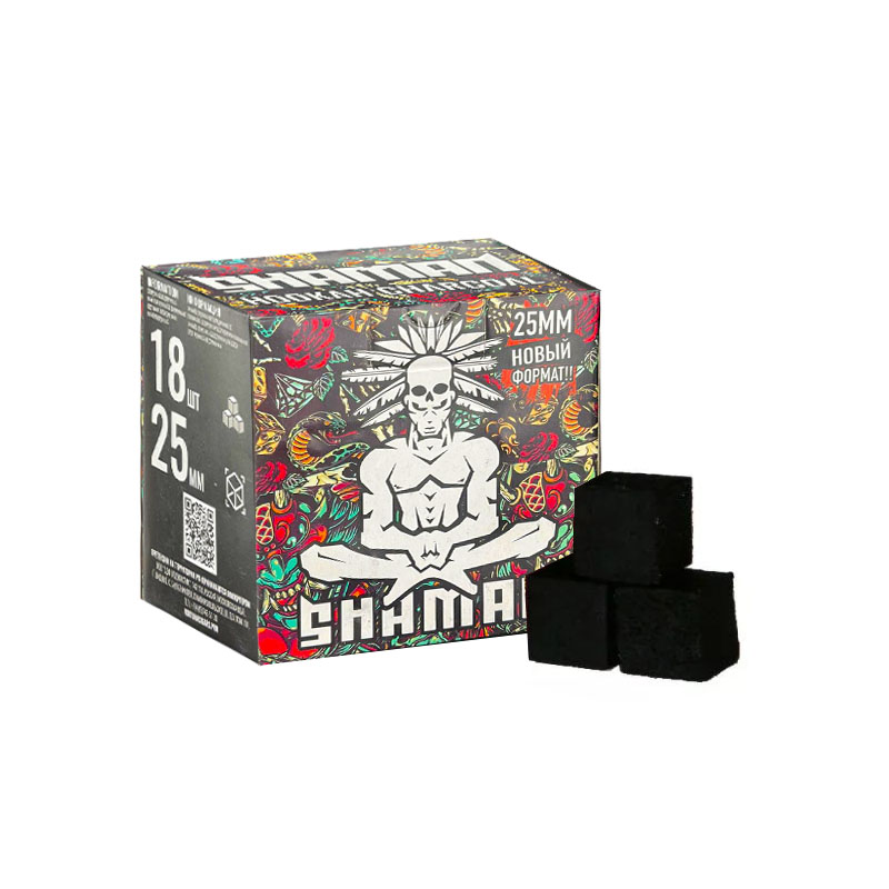 Уголь для кальяна Shaman размер 25 мм, 18 кубика фото 1